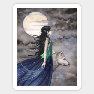 "Night of the Wolf" Gothic Fantasy Art by Molly Harrison Sticker